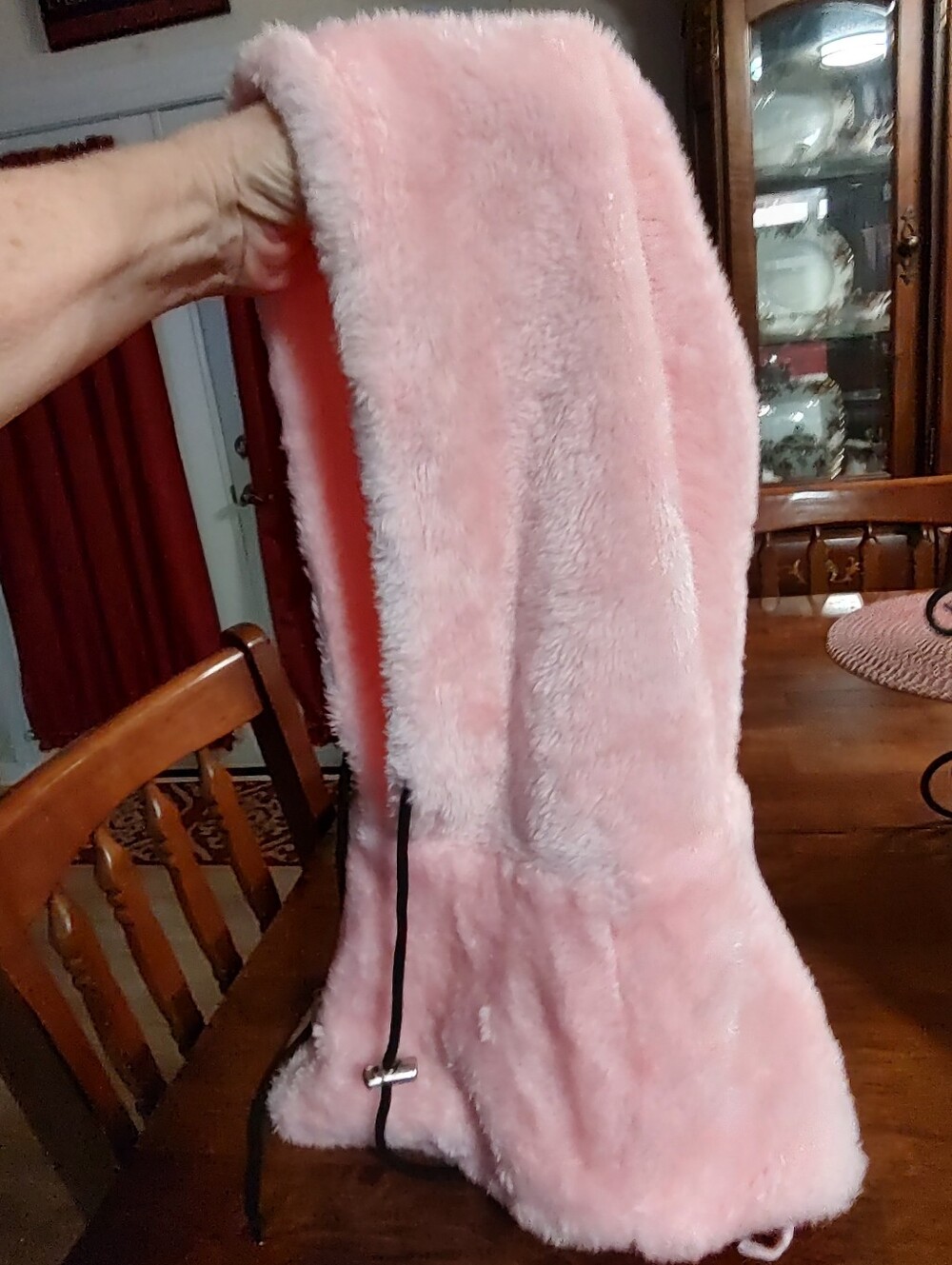 Women's Pink Faux Fur Hood